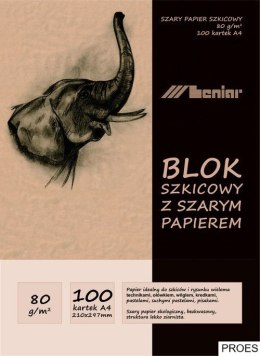 Blok szkicownik A4 100ark. 80g. papier szary 90853 LENIAR