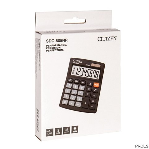 Kalkulator biurowy CITIZEN SDC-805NR, 8-cyfrowy, 120x105mm, czarny Kalkulator biurowy CITIZEN SDC-805NR, 8-cyfrowy, 120x105mm, czarny