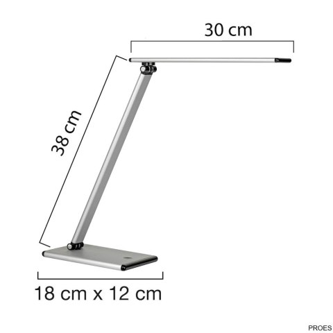 Lampka biurkowa UNILUX TERRA LED, metaliczny szary, dotykowy włącznik, 400077409