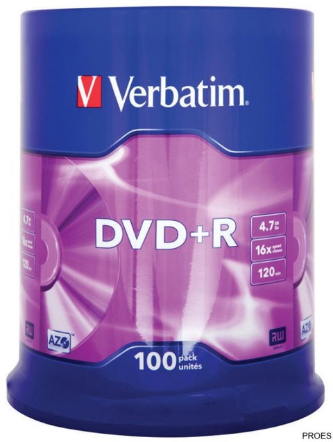 Płyta DVD+R VERBATIM CAKE (100) Matt Silver 4.7GB x16 AZO 43551 Płyta DVD+R VERBATIM CAKE (100) Matt Silver 4.7GB x16 AZO 43551