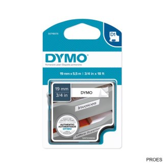 Taśma DYMO D1 - 19 mm x 5.5 m - POLIESTROWA TRWAŁA, czarny / biały S0718070 do drukarek etykiet (X)