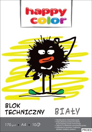 Blok techniczny biały A4, 170g, 10 ark, Happy Color HA 3550 2030-0