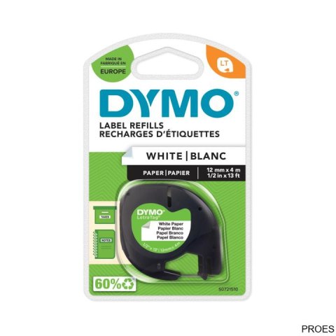 Taśma DYMO 12mm/4m - papierowa, biały S0721510 Taśma DYMO 12mm/4m - papierowa, biały S0721510
