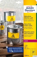 Etykiety Heavy Duty L6105-20 63,5 x 29,6 20 ark. żółte, poliestrowe, Avery Zweckform