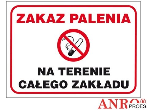 Naklejka ZAKAZ PALENIA NA TERENIE CAŁEGO ZAKŁADU ZZ-51P/F 250X350