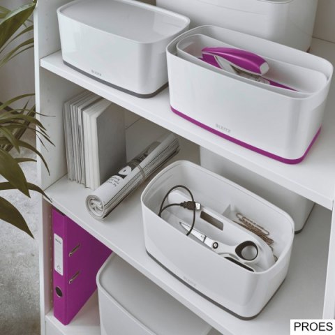 Pojemnik MyBox mały z pokrywką, biało-fioletowy 52291062