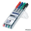 Foliopis Lumocolor, F, wodoodporny, zestaw 4 kol. (2, 3, 5, 9) w etui box, Staedtler S 318 WP4