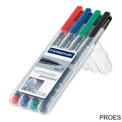 Foliopis Lumocolor, F, wodoodporny, zestaw 4 kol. (2, 3, 5, 9) w etui box, Staedtler S 318 WP4