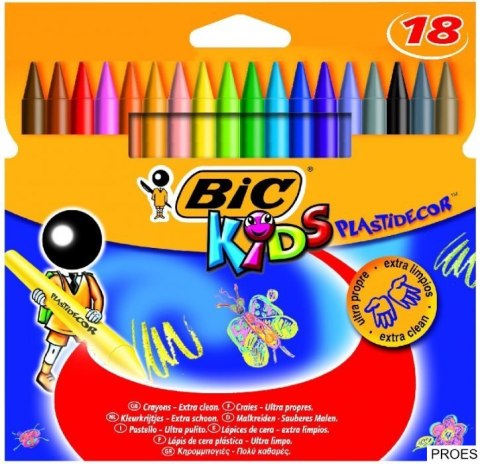 Kredki świecowe BIC Kids Plastidecor 18kol., 8297711 Kredki świecowe BIC Kids Plastidecor 18kol., 8297711