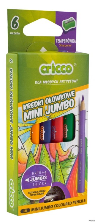 Kredki CRICCO trójkątne MINI JUMBO 6kol.op. kar. z temperówka CR328K6 AX