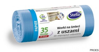 Worki do segegacji PAPIER niebieskie z uszami LDPE 35l (20szt.) STELLA 032211