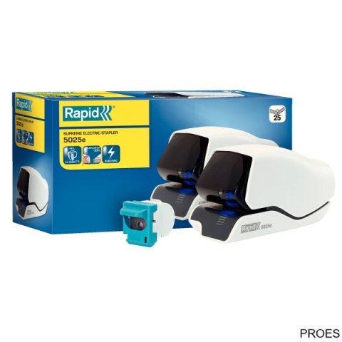 Zszywacz elektryczny Supreme 5025e EU Rapid, na zasilacz, biały, 2 lata gwarancji, 25 kartek 25095200 Zszywacz elektryczny Supreme 5025e EU Rapid, na zasilacz, biały, 2 lata gwarancji, 25 kartek 25095200