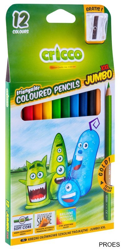 Kredki trójkątne grube 12kol.CRICCO CR325k12-ZEST-ANG-AX Kredki trójkątne grube 12kol.CRICCO CR325k12-ZEST-ANG-AX