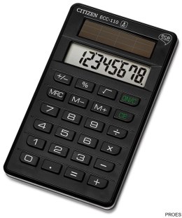 Kalkulator ECC110 CITIZEN 8-cyfrowy, 118X70mm, czarny -wycofany