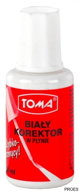 Korektor w płynie, w buteleczce z pędzelkiem 20ml biały TO-019 Toma