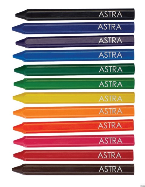 Kredki świecowe trójkątne 12 kolorów ASTRA, 316118001 Kredki świecowe trójkątne 12 kolorów ASTRA, 316118001