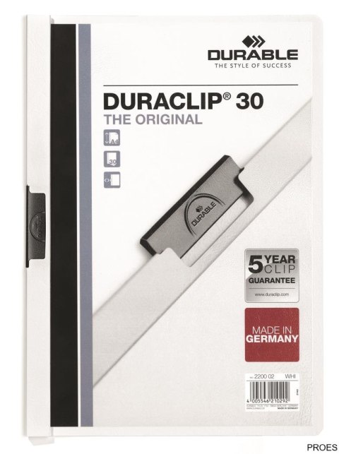 Skoroszyt DURABLE DURACLIP Original 30 biały 2200-02 Skoroszyt DURABLE DURACLIP Original 30 biały 2200-02