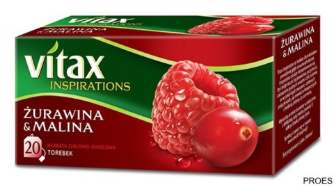 Herbata VITAX INSPIRATIONS Żurawina&Malina (20 saszetek) 40g zawieszka Herbata VITAX INSPIRATIONS Żurawina&Malina (20 saszetek) 40g zawieszka