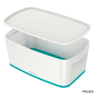 Pojemnik MyBox mały z pokrywką, biało-turkusowy 52291051