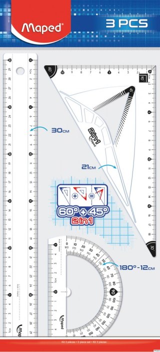 Zestaw START maxi 3 elem. linijka 30cm ekier. kątom. Maped 897121