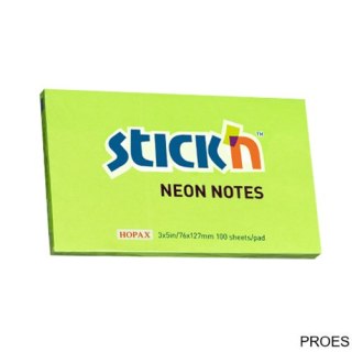 Bloczek STICKN 127x76mm zielony neon 100k 21171 STICKN