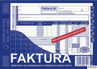 103-3E Faktura VAT netto (pełna) A5 oryginał+kopia MICHALCZYK i PROKOP
