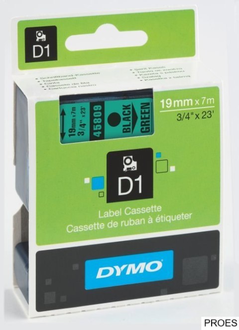 Taśma DYMO D1 - 19 mm x 7 m, czarny / zielony S0720890 do drukarek etykiet (X) Taśma DYMO D1 - 19 mm x 7 m, czarny / zielony S0720890 do drukarek etykiet (X)