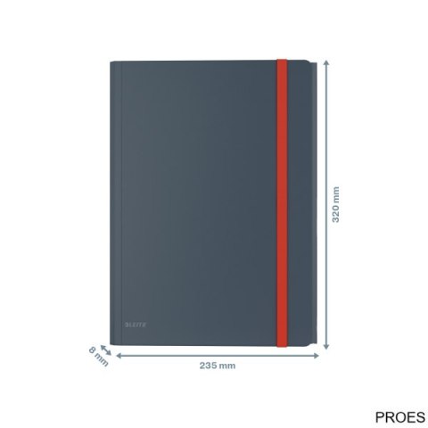 Teczka z gumką i kieszonką Leitz Cosy, PP, szara 46190089 Teczka z gumką i kieszonką Leitz Cosy, PP, szara 46190089