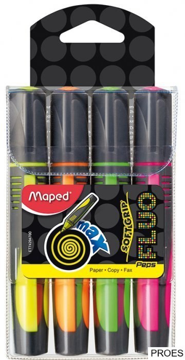 Zakreślacz FLUO PEPS max mix kolorów 4szt etui pud. z zaw. MAPED 742947