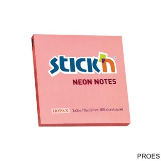 Bloczek STICKN 76x76mm różowy neonowy 100k 21166 STICKN