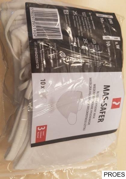 Maseczka bawełniana 10szt. wielokrotnego użytku biała 10szt