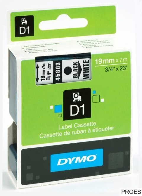 Taśma DYMO D1 - 19 mm x 7 m, czarny / biały S0720830 do drukarek etykiet Taśma DYMO D1 - 19 mm x 7 m, czarny / biały S0720830 do drukarek etykiet