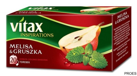 Herbata VITAX INSPIRATIONS Melisa&Gruszka (20 saszetek) 40g zawieszka Herbata VITAX INSPIRATIONS Melisa&Gruszka (20 saszetek) 40g zawieszka