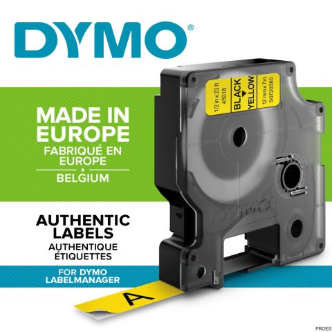 Taśma DYMO D1 - 12 mm x 7 m, czarny / żółty S0720580 do drukarek etykiet Taśma DYMO D1 - 12 mm x 7 m, czarny / żółty S0720580 do drukarek etykiet