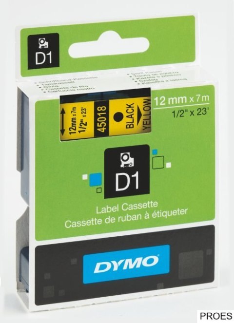 Taśma DYMO D1 - 12 mm x 7 m, czarny / żółty S0720580 do drukarek etykiet Taśma DYMO D1 - 12 mm x 7 m, czarny / żółty S0720580 do drukarek etykiet