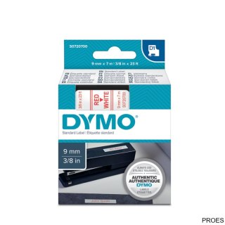 Taśma DYMO D1 - 9 mm x 7 m, czerwony / biały S0720700 do drukarek etykiet (X)
