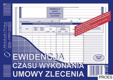 511-3E Ewidencja czasu wykonania zlecenia A5 offset MICHALCZYK&PROKOP