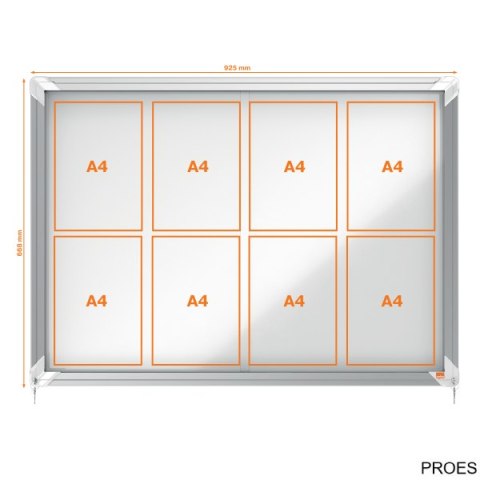 Gablota magnetyczna zewnętrzna Nobo Premium Plus 8xA4 (drzwiczki przesuwn