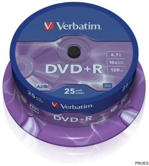 Płyta DVD+R VERBATIM CAKE(25) Matt Silver 4.7GB x16 43500 Płyta DVD+R VERBATIM CAKE(25) Matt Silver 4.7GB x16 43500