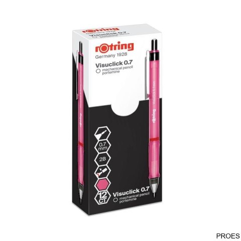 Ołówek automatyczny 2B, 0,7mm różowy VISUCLICK ROTRING, 2089094 Ołówek automatyczny 2B, 0,7mm różowy VISUCLICK ROTRING, 2089094