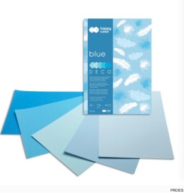 Blok Deco Blue A4, 170g, 20 ark, 5 kol. tonacja niebieska, Happy Color HA 3717 2030-032