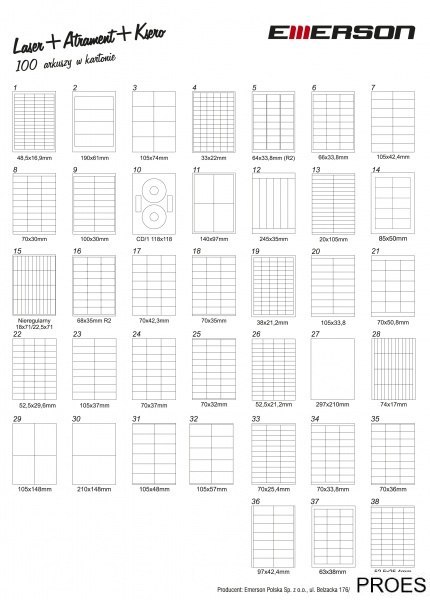 Etykiety A4 70x36mm białe 035 EMERSON eta4070x036w