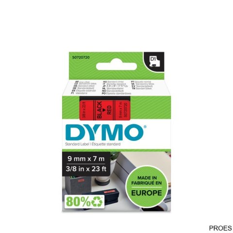 Taśma DYMO D1 - 9 mm x 7 m, czarny / czerwony S0720720 do drukarek etykiet Taśma DYMO D1 - 9 mm x 7 m, czarny / czerwony S0720720 do drukarek etykiet