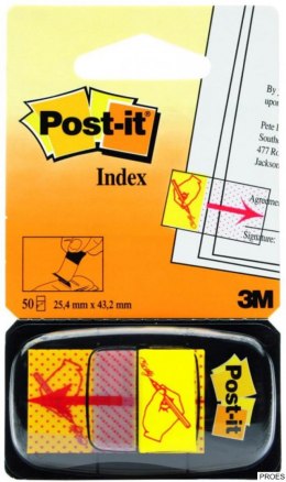 Zakładki indeksujące POST-IT z nadrukiem ręka+ołówek (680-31), PP, 25,4x43,2mm, 50 kart.