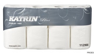 Papier toaletowy, małe rolki KATRIN PLUS Toilet 160, 2W, 112966, opakowanie: 8 rolek