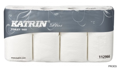 Papier toaletowy, małe rolki KATRIN PLUS Toilet 160, 2W, 112966, opakowanie: 8 rolek Papier toaletowy, małe rolki KATRIN PLUS Toilet 160, 2W, 112966, opakowanie: 8 rolek