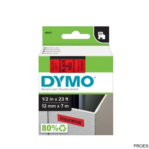 Taśma DYMO D1 - 12 mm x 7 m, czarny / czerwony S0720570 do drukarek etykiet Taśma DYMO D1 - 12 mm x 7 m, czarny / czerwony S0720570 do drukarek etykiet