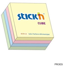 Bloczek STICKN 76x76mm 400k mix 4 kolory pastelowe 21013