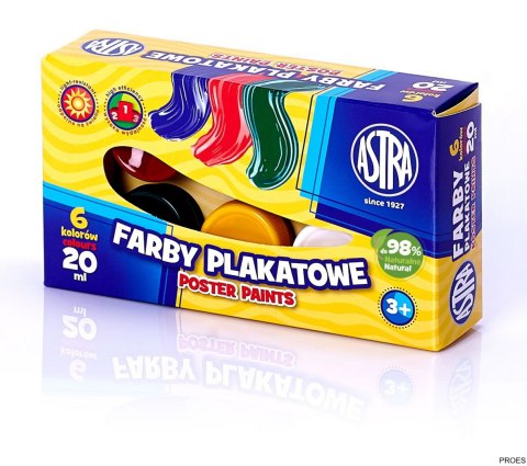 Farby plakatowe Astra 6 kolorów - 20 ml, 301109001