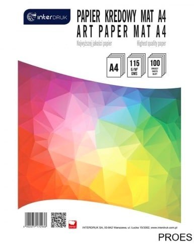 Papier kredowy A4 100ark mat 115g INTERDRUK